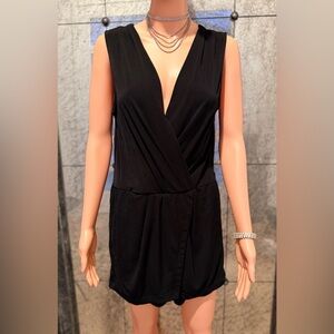 BCBGeneration Black V Neck Sleeveless Romper